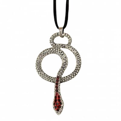 Ketting slang zilverkleur rood - Charme Bijoux