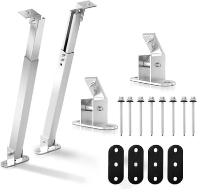 Zonnepaneelhouder Verstelbaar - Zonnepaneelhouders Montage - Plat Dak Boot - 0-60 Graden Instelbaar - 38-68 cm Lengte - Zilver