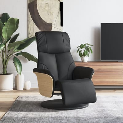vidaXL - Fauteuil - verstelbaar - met - voetensteun - kunstleer - zwart