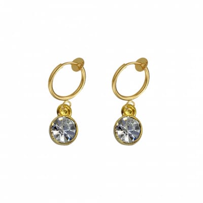 Klem oorbellen - zirkonia 7 mm- goudkleurig - geen gaatje- Charme Bijoux