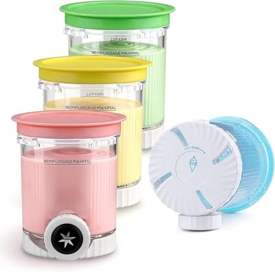 Ijsbekers Geschikt Voor Ninja Cream - 4 Stuks - Ijsbakje - Bestand Tegen Kou En Hitte - Vaatwasserbestendig - Accessoires - Bpa-Vrij - Ijsbekers - Ijsstand - Met Deksel - Blauw, Groen, Geel, Roze
