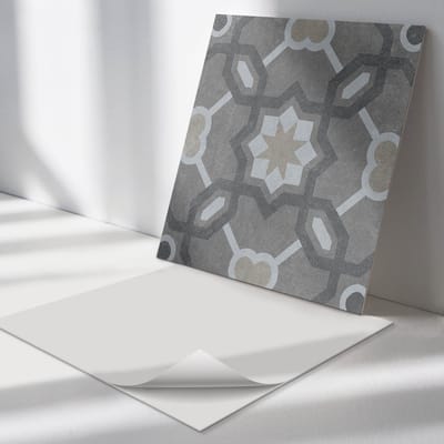 Wallfluent Vinyl Tegels - Geometrisch tegelpatroon Vinyl Wandtegels - 30 cm x 30 cm - Grijs PVC Tegels - Set van 9 - Vierkant PVC Tegels - Texturen Plaktegels - Wand PVC Tegels - Plaktegels Keuken en Badkamer