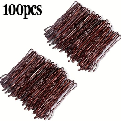 100 stuks Zwarte Kleine Haarklemmen Stalen Bobby Pins met Onzichtbare Fixatie, 5 cm, Wegwerp, Perfect voor Bruiloft en Dagelijks Gebruik, Bruidshaaraccessoires koffie