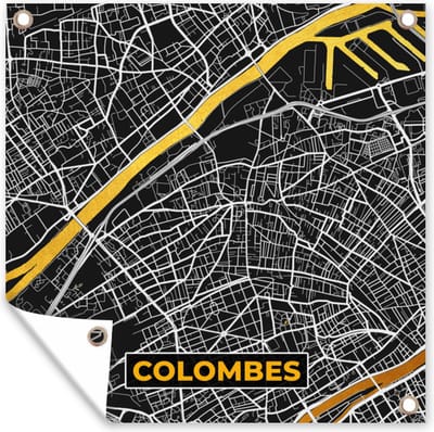Tuin poster Kaart – Stadskaart – Colombes - Plattegrond – Frankrijk - 200x200 cm - Tuindoek