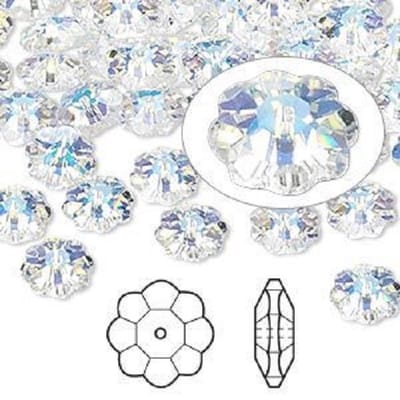 Swarovski Elements, 18 stuks Marguerite / Lochrose kralen, 10mm, clear AB, 3700