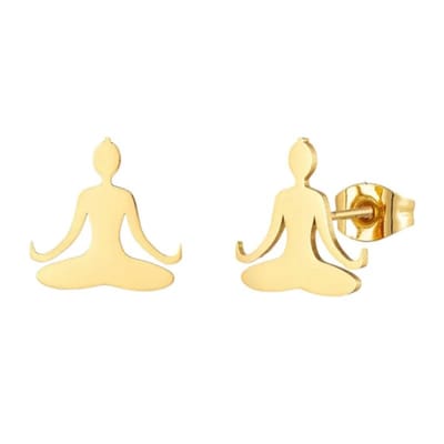 Aramat Jewels | Oorbellen | Goudkleurige Stalen Yoga Oorbellen | | | |10mm | Staal | Kinderen, Volwassenen | Verkleurd niet