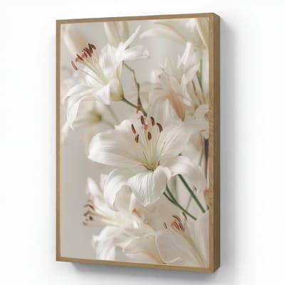 Wandlamp 60x90 cm - Oplaadbaar - Lelies - Boekte - Wit - Meeldraden - Wandlampen binnen woonkamer - Slaapkamer lamp - Decoratieve nachtlamp - Vloerlamp draadloos