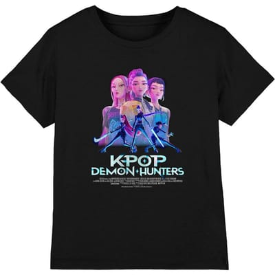 K-Pop Demon Hunters Kinderen Huntrix Huntr/X Poster T-Shirt (Zwart)
