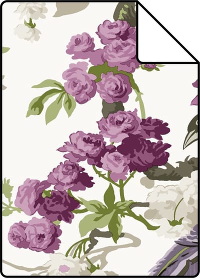 Proefstaal Origin Wallcoverings behang paradijsvogels paars - 26,5 x 21 cm - 326152-S