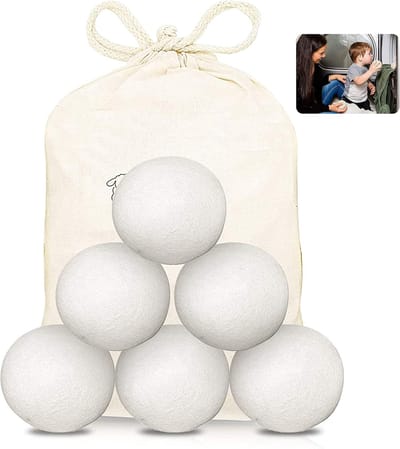 Famanu 6 stuks wollen drogerballen - duurzame drogerballen voor drogers - natuurlijke wasverzachter - 100% Nieuw-Zeelandse schapenwol - handgemaakt