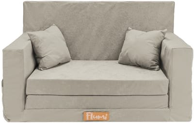 Flumi opvouwbare mini kindersofa – zachte kinderbank met uitklapfunctie en afneembare hoes, lichtgrijs
