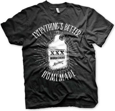 Moonshiners Heren Tshirt -S- Everything's Better Homemade Zwart