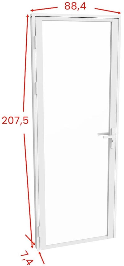 Vente-unique Omkeerbaar deurblok in aluminium en gehard glas - H204 x B83 cm - Wit - LOXTON