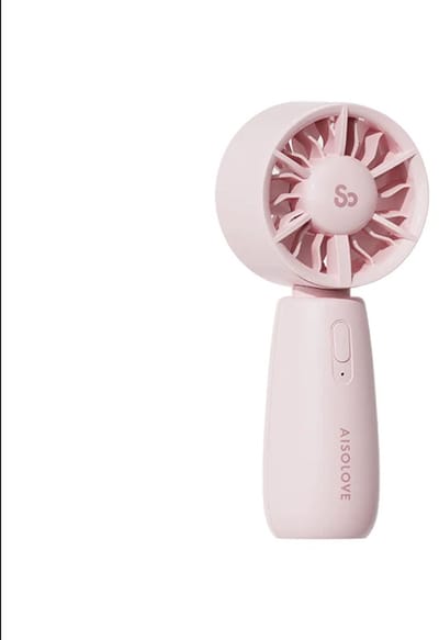 AISOLOVE Mini Handventilator F07 – 2000mAh – 3 Snelheden – Stil – USB‑C Oplaadbaar – Draagbare Ventilator voor Reizen, Sport & Bureau – Roze