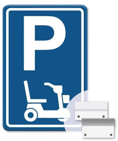 Parkeerbord Scootmobiel - blauw - Weerbestendig Aluminium - 40x60 cm - Bevestiging: Met muur-/ wandmontage beugels