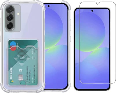 Transparant hoesje met Pasjeshouder geschikt voor Samsung Galaxy A36 - Shock Proof Case Met gehard glas Screenprotector