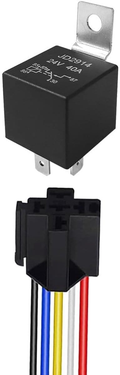 Dailygoody - 5 Pin Auto Relais - 24V 40A - Voorbedraad met Stopcontact - Zwart - Automotive Relais - Duurzaam en betrouwbaar - Geschikt voor dive