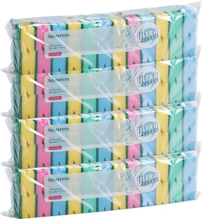 Ultra Clean Schuursponsjes - 96x stuks - gekleurd - huishoud / schoonmaak / afwas - sponzen