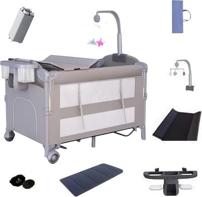Comfortabele Reiswieg met Commode en Inclusief Matras - Hoogteverstelbaar en Verrijdbaar Babybed