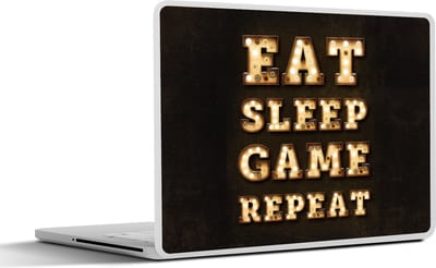 Laptop sticker - 14 inch - Gaming - Games - Quotes - Spreuken - Eat sleep game repeat - 32x5x23x5cm - Laptopstickers - Laptop skin - Cover