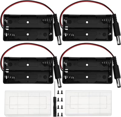 Batterijhouders - Batterijboxen Opbergdozen - Elektronica Projecten - Met DC Stekker - 4 Stuks - Zwart