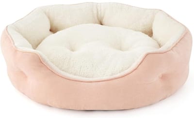 Famanu – Wasbaar Kattenbed 51 x 48 x 15 cm – Zachte Kattenslaapplaats met Dubbelzijdig Binnenkussen, Ook voor Kleine Honden, Perzikroze