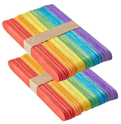 Kleurrijke Houten Stokken voor Creatief Knutselen - 100 Stuks IJsstokjes (114 x 15 mm)