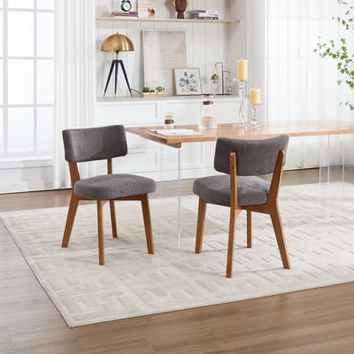 BLACKCOLORS Set van 2 moderne eetkamerstoelen in mid-century-stijl, poten van massief hout, gestoffeerde zitting, voor in de keuken, eetkamer of kantoor