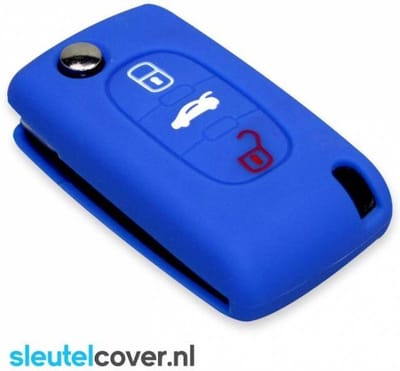 Autosleutel Hoesje geschikt voor Citroën - SleutelCover - Silicone Autosleutel Cover - Sleutelhoesje Blauw