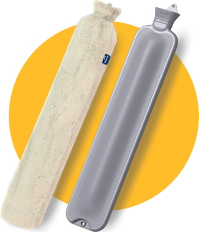 Pasper extra lange kruik 75 cm met hoes - 3.5 liter warmwaterkruik - naadloos ontwerp - beige - 8 uur warmte - kruikzak