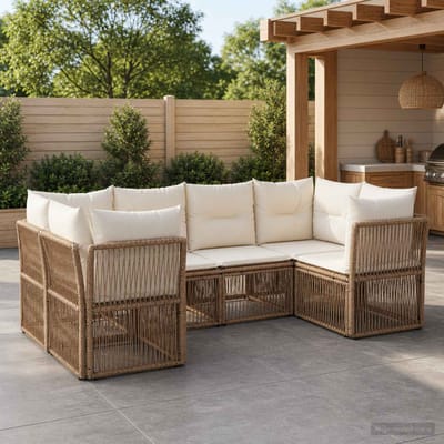 vidaXL - Tuinbank - Set - 6 - st - 6-Aantal - zitplaatsen - Beige - poly - rattan