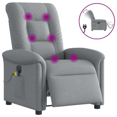 vidaXL - Massagestoel - elektrisch - verstelbaar - stof - lichtgrijs