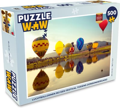 Puzzel Luchtballon - Water - Reflectie - Legpuzzel - Puzzel 500 stukjes