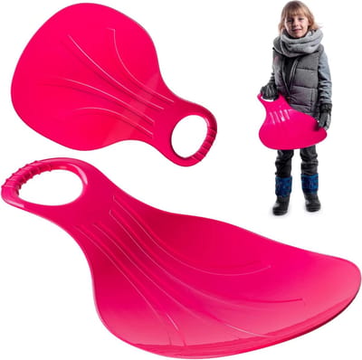 Sneeuwglijbaan Kinderen - Bordslee Poporutscher - Winterpret Beleven - Duurzaam Kunststof - 52 x 355 x 30 cm - Roze