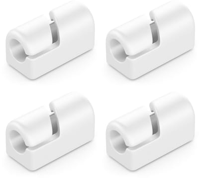 Famanu – 4 Stuks Kabelhouders Zelfklevende Kabelklemmen Kabelmanagement Kabelclips Kabelgeleider Kabelorganizer Kabelhouder Kabelbevestiging Huishouden Kantoor Bureau Siliconen Wit