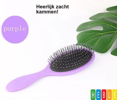 *** Fijne zachte anti klit haarborstel - Kammen Salon -Paars - van Heble® ***