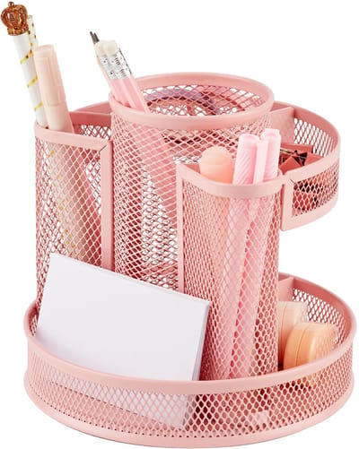 Store_7 - Desk Organizer - Rotatie Organiser - Light Pink - Bureaublad Organizer - 6 Compartimenten - Perfect Voor Thuis Of Op Kantoor