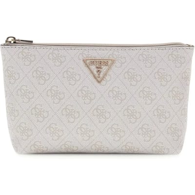 GUESS accessoiretas Laurel II Wristlet Pouch Coal Logo donkergrijs