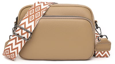 Dames schoudertasje - klein - lederen handtas - crossbody bag - crossbag - schoudertas voor dames - moderne tassen met brede schouderband en 3 vakken