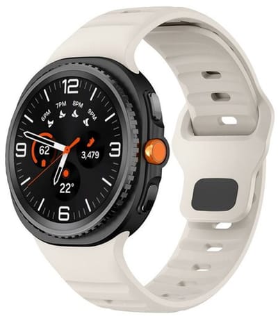 By Qubix - smartwatch bandje - Compatible Samsung bandje - Wave siliconen band - Starlight - Geschikt voor Samsung Galaxy Watch 9 (40/44mm) - Watch 8 (40/44mm) - Watch 8 Classic (46mm)