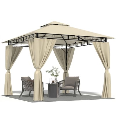 Bruinsma INEX Paviljoen - Tuinpaviljoen - Tuinpaviljoen Weerbestendig - Partytent - Metalen Frame - UV-Bestendig - 300Lx300Bx270H CM - Beige