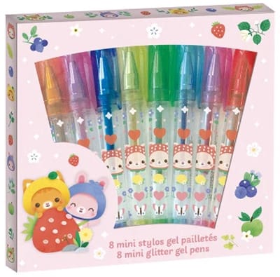 Janod - Papeterie - 8 Mini glitter pennen