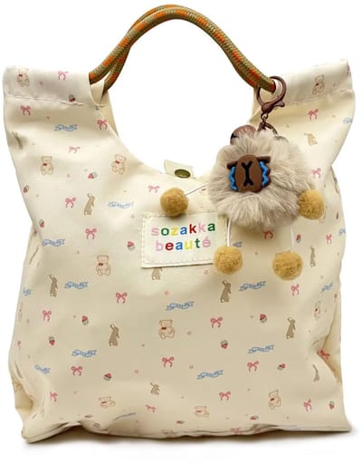 Dailygoody - Vouwbare Shopper Bag - Lichtgewicht Handtas - Met Pluche Ornament - Dames - Handig voor Winkelen - Modieuze Accessoire - Perfect voor Dag...
