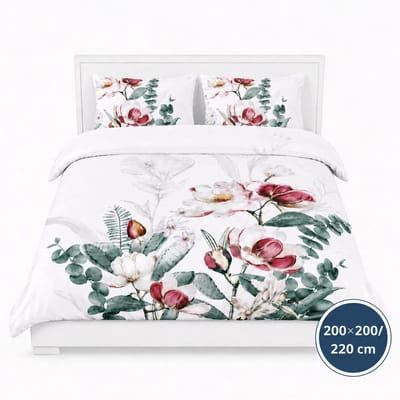 Dekbedovertrek - 2000x200/220 - Wit Multi Bloemen - Oase Design - Luxe, Zacht & Ademend - Inclusief Kussenslopen - Kleurvast