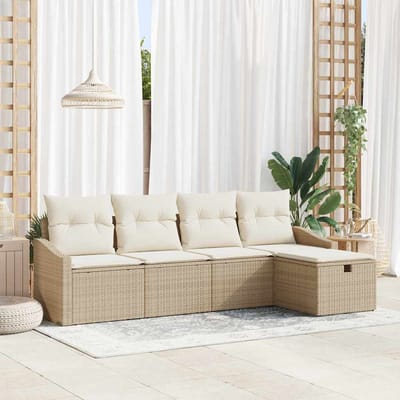 vidaXL Bankstel met kussen 6 pcs poly rattan