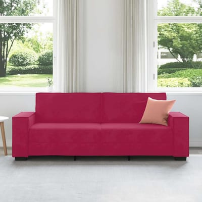 vidaXL - Driezitsbank - 220x78x84 - cm - fluweel - wijnrood