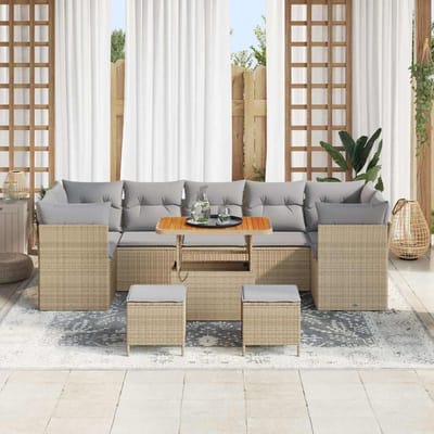 vidaXL - Tuinbank - Set - 10 - st - 7-Aantal - zitplaatsen - Beige - en - Lichtgrijs