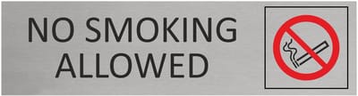 CombiCraft Aluminium deurbordje No smoking allowed 165x45mm met tape - per stuk