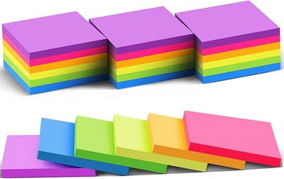 24-pack kleurrijke sticky notes 3x3 inch - sterk adherend, 70 vel per blokje, neon memo-pads voor kantoor en thuis