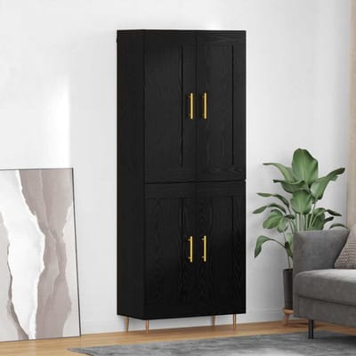 vidaXL - Highboard - Zwart - Eiken - 69,5 - x - 34 - x - 180 - cm - Bewerkt - hout